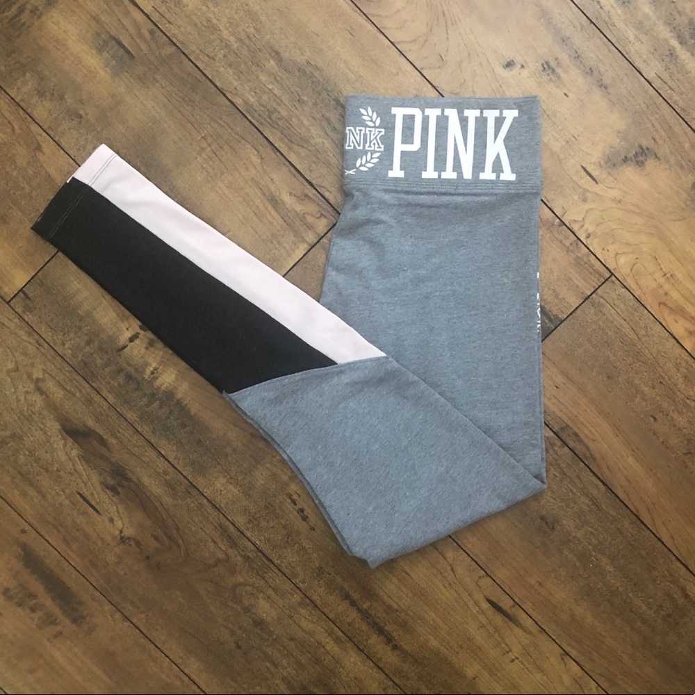 PINK color block cotton leggings